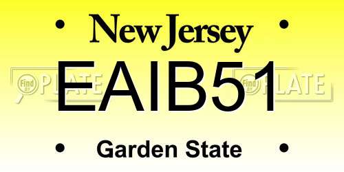 EAIB51 New Jersey License Plate