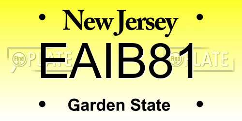 EAIB81 New Jersey License Plate