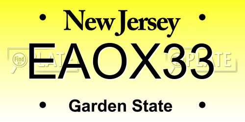 EAOX33 New Jersey License Plate