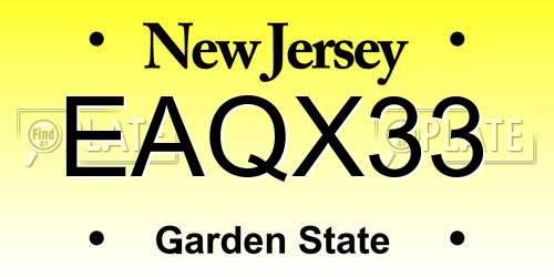 EAQX33 New Jersey License Plate