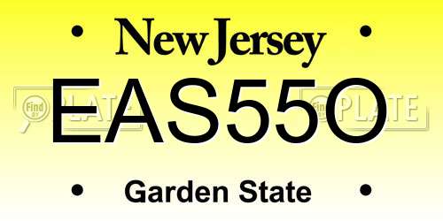 EAS55O New Jersey License Plate