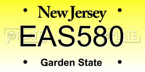 EAS580 New Jersey License Plate