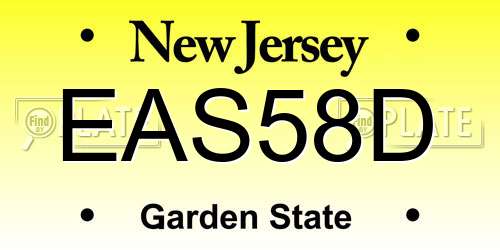 EAS58D New Jersey License Plate