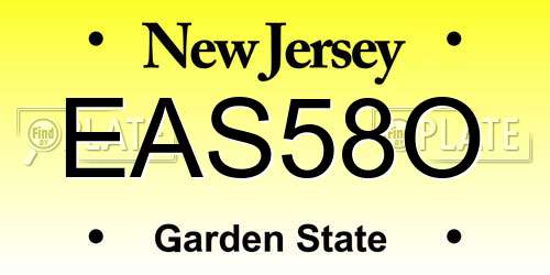 EAS58O New Jersey License Plate