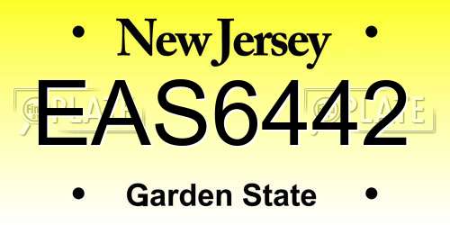 EAS6442 New Jersey License Plate