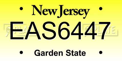 EAS6447 New Jersey License Plate