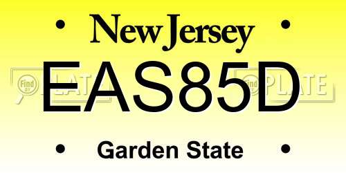 EAS85D New Jersey License Plate