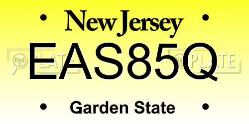 EAS85Q New Jersey License Plate