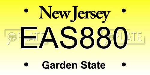 EAS880 New Jersey License Plate