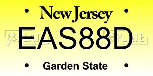 EAS88D New Jersey License Plate