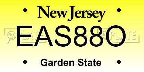 EAS88O New Jersey License Plate