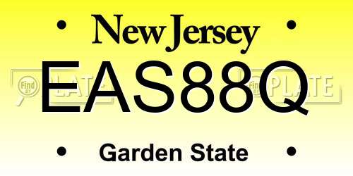 EAS88Q New Jersey License Plate