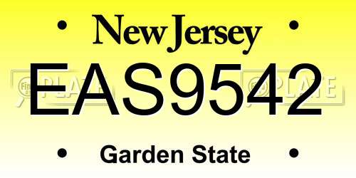EAS9542 New Jersey License Plate