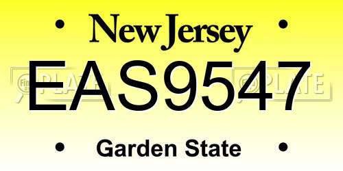 EAS9547 New Jersey License Plate