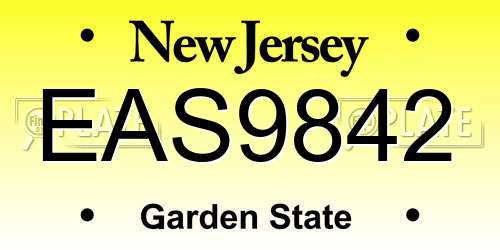 EAS9842 New Jersey License Plate