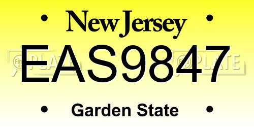 EAS9847 New Jersey License Plate