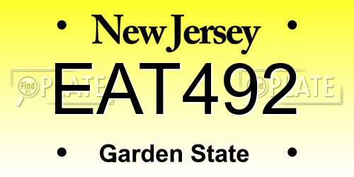 EAT492 New Jersey License Plate