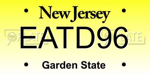 EATD96 New Jersey License Plate