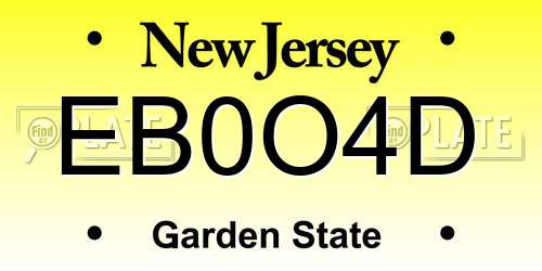EB0O4D New Jersey License Plate
