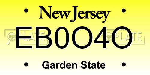 EB0O4O New Jersey License Plate