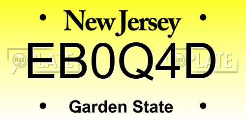 EB0Q4D New Jersey License Plate