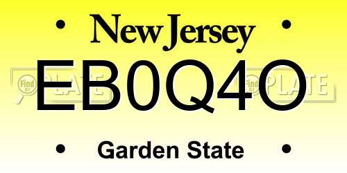 EB0Q4O New Jersey License Plate