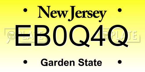EB0Q4Q New Jersey License Plate