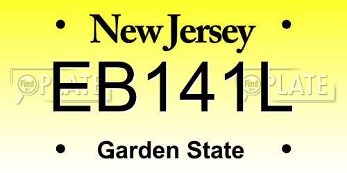EB141L New Jersey License Plate