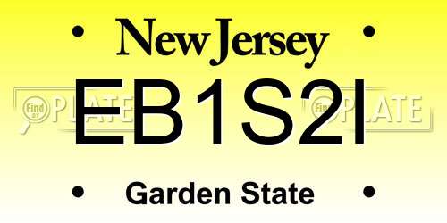EB1S2I New Jersey License Plate