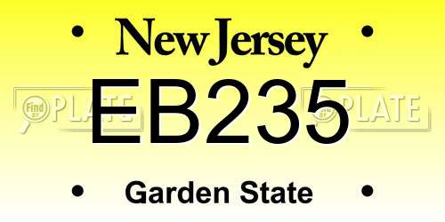 EB235 New Jersey License Plate