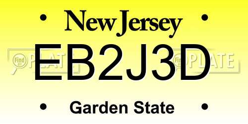 EB2J3D New Jersey License Plate