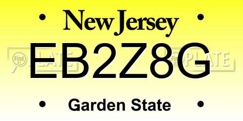 EB2Z8G New Jersey License Plate