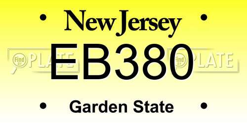 EB380 New Jersey License Plate