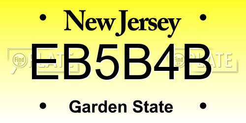 EB5B4B New Jersey License Plate