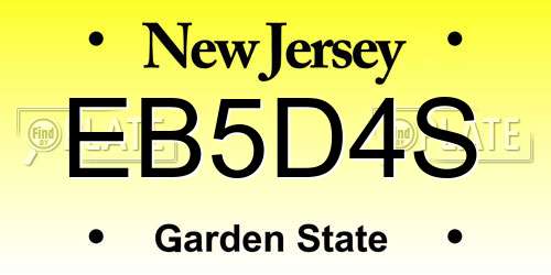 EB5D4S New Jersey License Plate