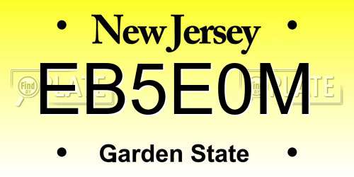 EB5E0M New Jersey License Plate