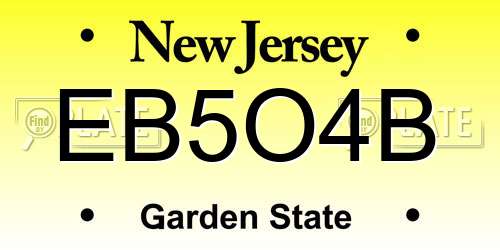 EB5O4B New Jersey License Plate