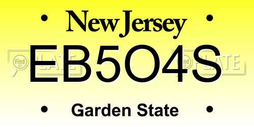 EB5O4S New Jersey License Plate
