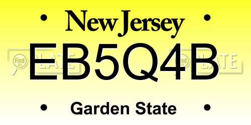 EB5Q4B New Jersey License Plate