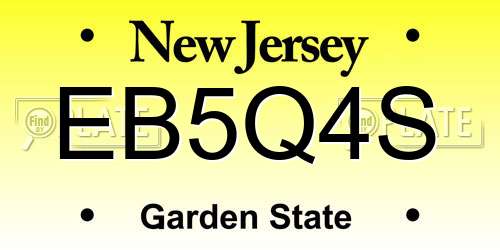 EB5Q4S New Jersey License Plate