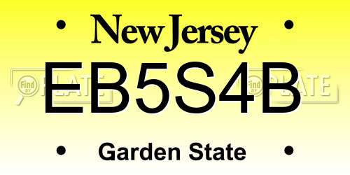 EB5S4B New Jersey License Plate