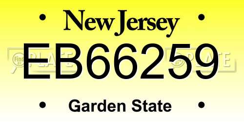 EB66259 New Jersey License Plate