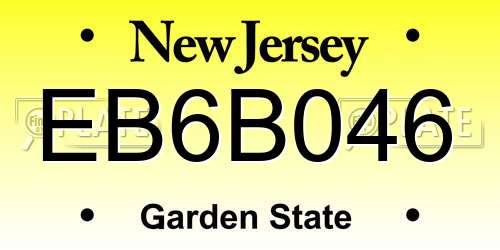 EB6B046 New Jersey License Plate