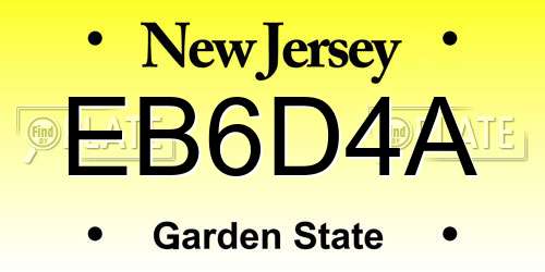 EB6D4A New Jersey License Plate