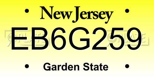EB6G259 New Jersey License Plate