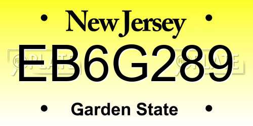 EB6G289 New Jersey License Plate