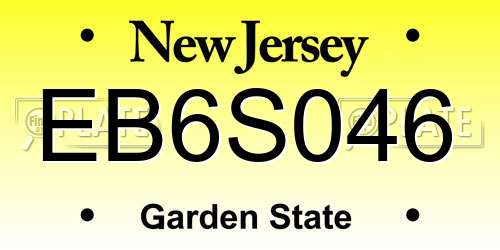 EB6S046 New Jersey License Plate