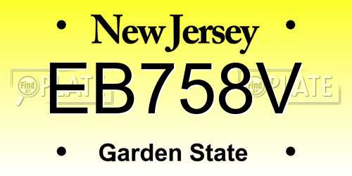 EB758V New Jersey License Plate