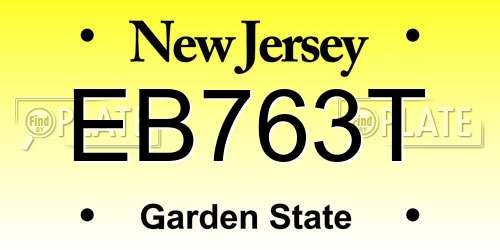 EB763T New Jersey License Plate