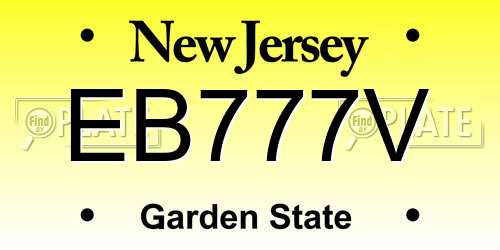 EB777V New Jersey License Plate